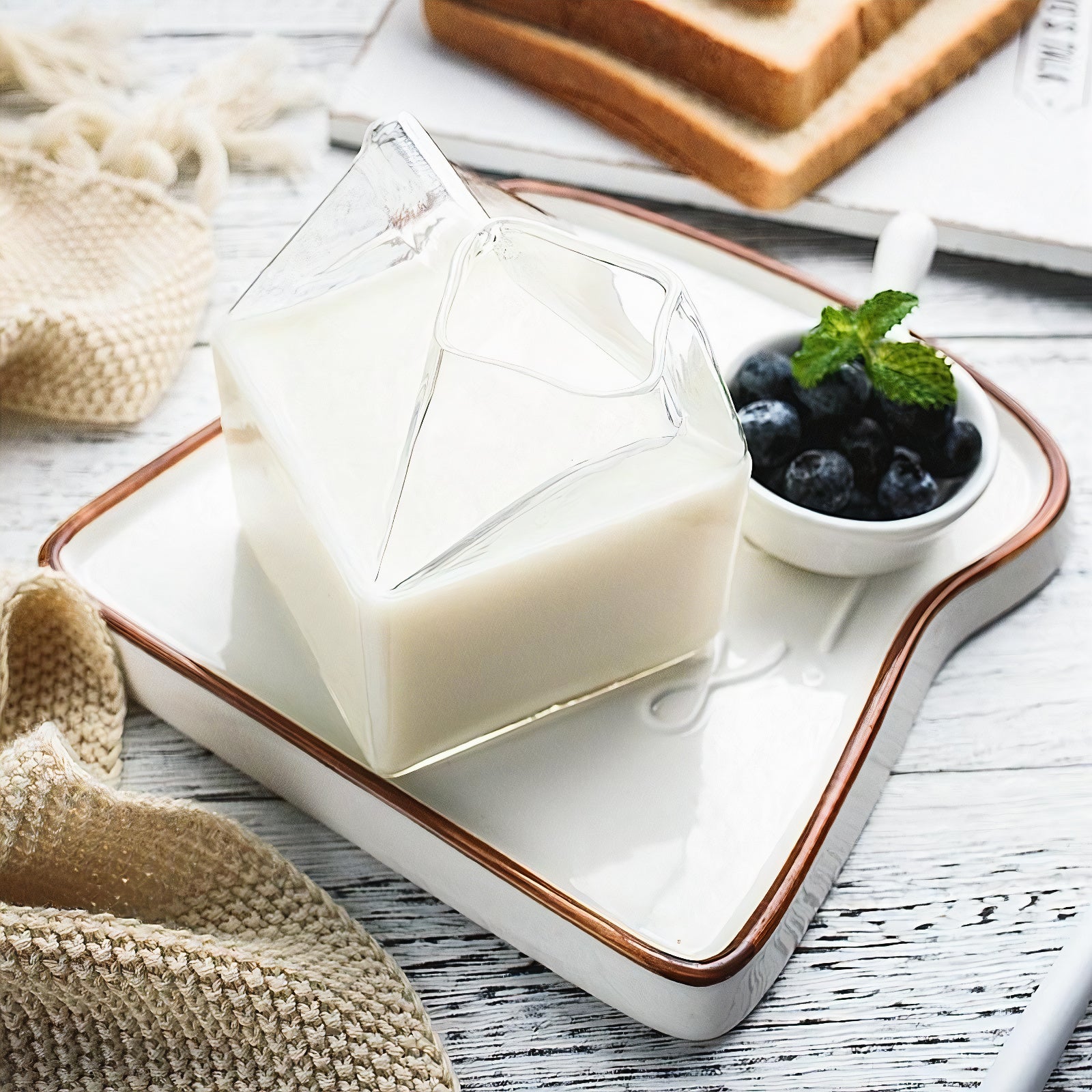 Mini Glass Milk Carton Cup (4cups)